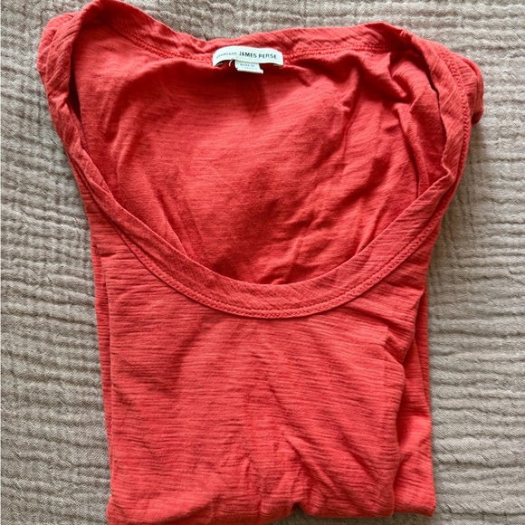 James Perse Coral Scoop Neck Tee | Lightweight Cotton T-Shirt | Medium - Picture 5 of 5